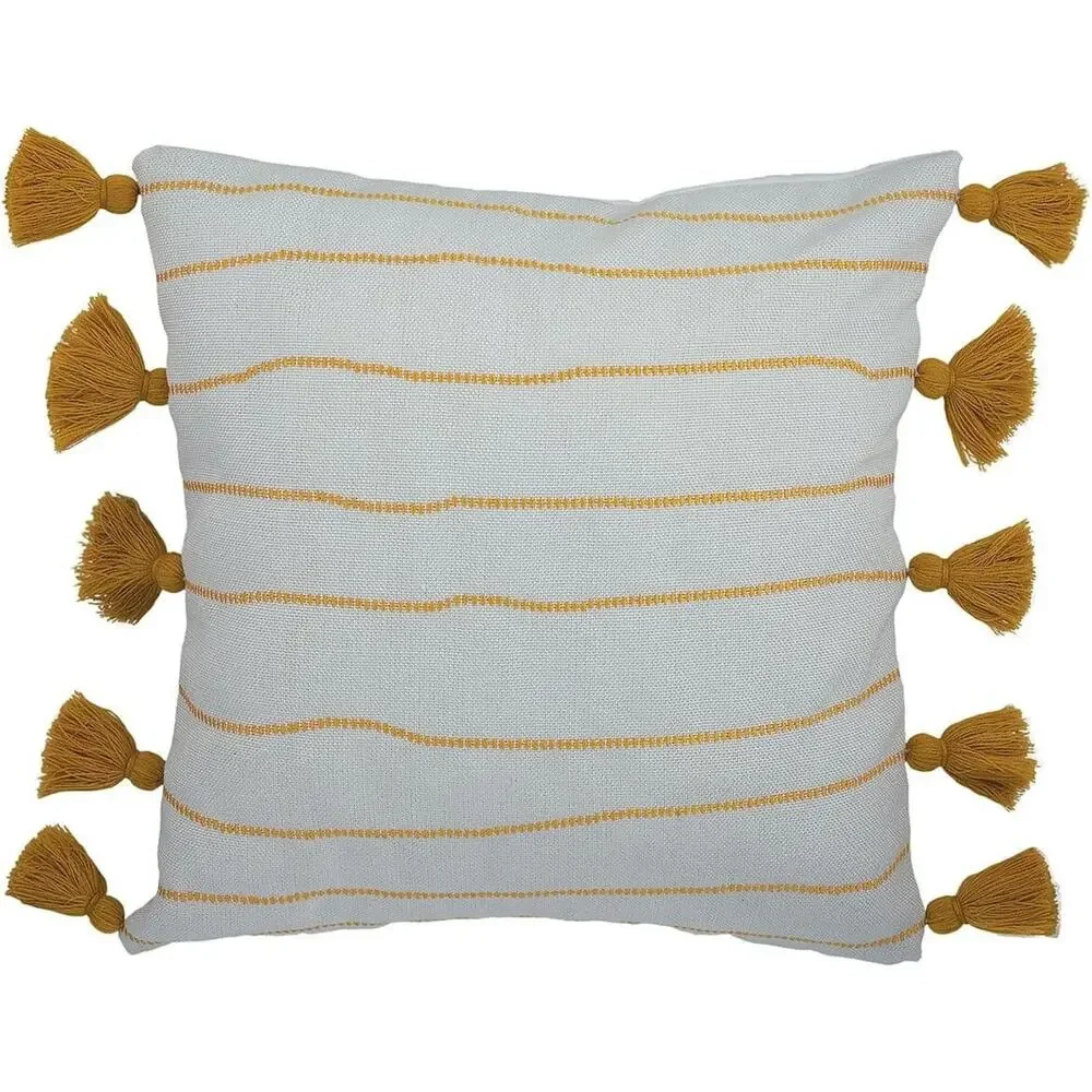 Divine Home Bands Indoor/Outdoor Accent Throw Pillow, Gold/White 17
